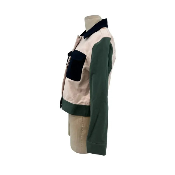BLDWN Beck Jacket in Gloss Pink Colorblock Green Navy Blue Cropped Size Small - Picture 8 of 14